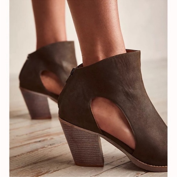 Free people wilder boot western Army green leather stacked heel pointed toe boot - Picture 3 of 13